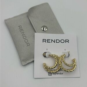 RENDOR Victoria Earrings Small  1” Yellow Gold Plated Double Hoop Earrings  NEW